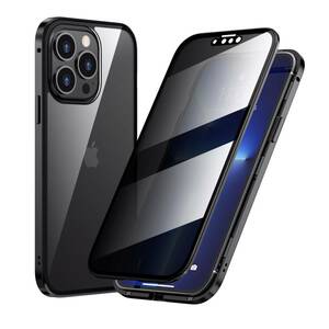 iPhone 13Pro black .. see prevention both sides strengthen glass whole surface protection aluminium magnetism adsorption Impact-proof iPhone 8 X S 11 12 13 14 15 Pro max mini case 