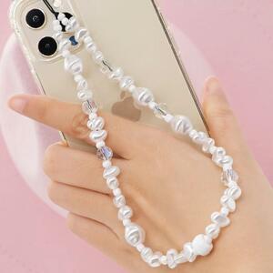  conditions attaching half-price .. style unusual shape pearl smartphone for hand strap pearl lustre 32cm