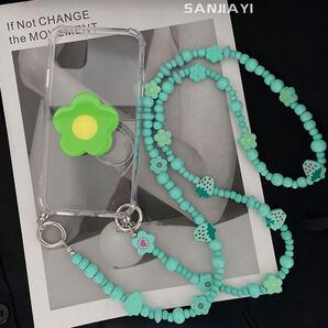 条件付き半額 ロングストラップ 可愛い 木製 グリーン 斜め掛け 126㎝