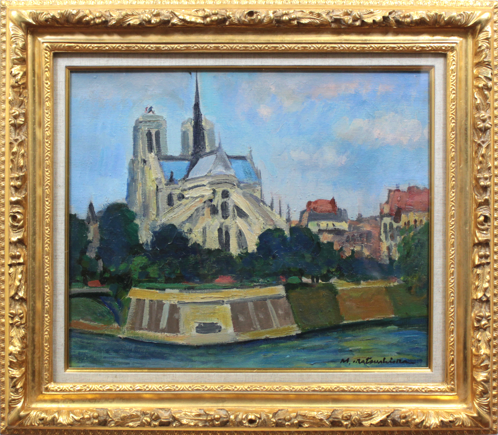 巴黎圣母院油画松岛雅之(带框), 绘画, 油画, 自然, 山水画