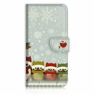 Galaxy S22 S22 Ultra SC-51C SCG13 SC-52C SCG14 ふくろう フクロウ 梟 雪 スマホケース 手帳型ケース スマートフォン カバー