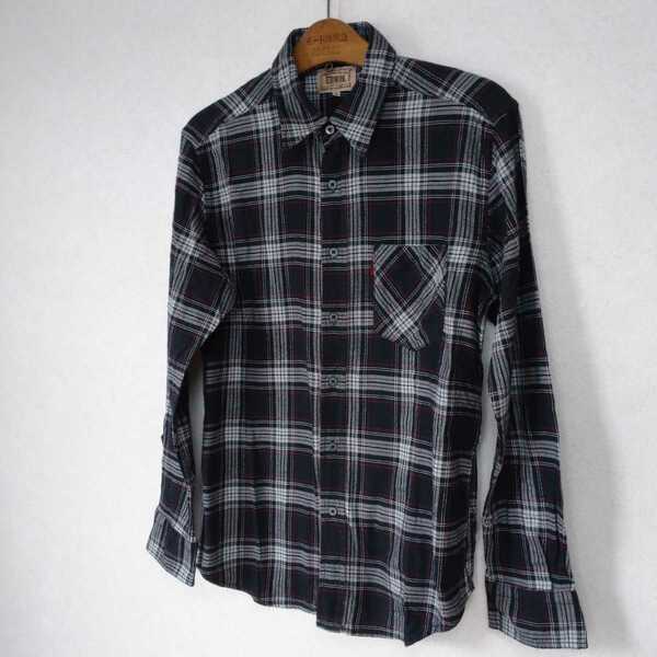 EDWIN 綿100 ネルシャツ 黒チェック M