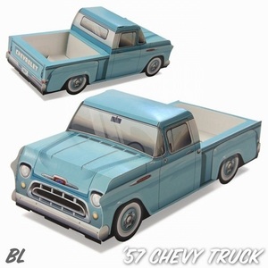 [001965] ５７　CHEVY　TRUCK　(ブルー)　ペーパー　クラシック　クルーズ　シボレー　トラック　1957