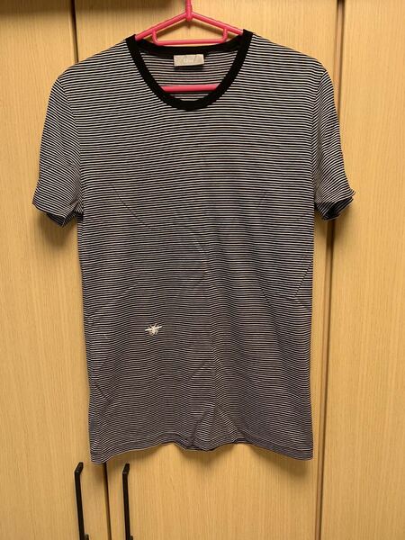 正規 Dior Homme ディオールオム Hedi Slimane エディスリマン BEE 蜂 ボーダー Tシャツ 黒白 XS 7H3362780082