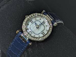 IYN-563 【1円～】 Lunage(ルナージュ) 腕時計 レディース クロコダイル ワニ革ベルト ダイヤモンドベゼル ダイヤインデックス 総0.55ct