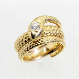 ◎中古美品◎１８金　ダイヤ　0.203ct　スネークデザイン　リング 　9号