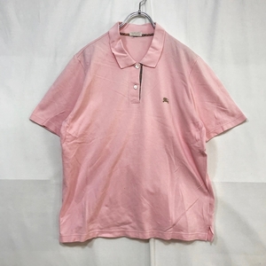 BURBERRYS/バーバリーズ 首元チェック半袖ポロシャツ コットン100％ ピンク サイズF