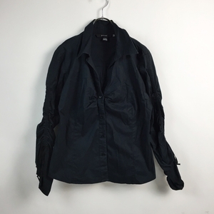 ZARA BASIC/ザラベイシック 長袖シャツ コットン ネイビー 紺 USAサイズXL レディース