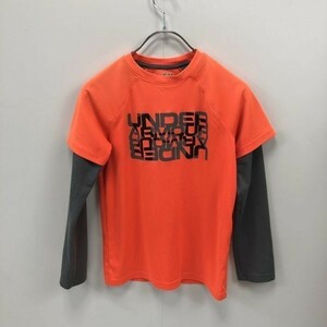 underarmor/アンダーアーマー レイヤードTシャツ オレンジ グレー サイズM 重ね着風 レディース