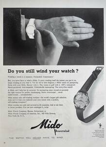 稀少・時計広告！1950年代ミドー時計広告/Mido powerwind/Watch/K