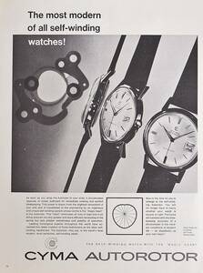  rare * clock advertisement!1960 period Cima clock advertisement /Cyma Autorotor Watch/H