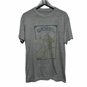 80s CAMEL キャメル タバコ 企業 半袖 Tシャツ GRY 染み込みプリント 霜降り 古着