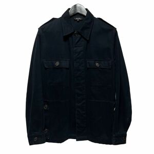 チュニジア製 A.P.C アーペーセー ミリタリージャケット ブルゾン ブラック 黒 APC ユーロ ヨーロッパ　size XS コットン リネン ウール混