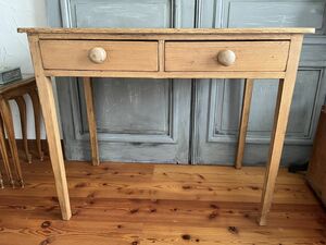 * repeated price cut * France antique natural pine table desk also [D517]