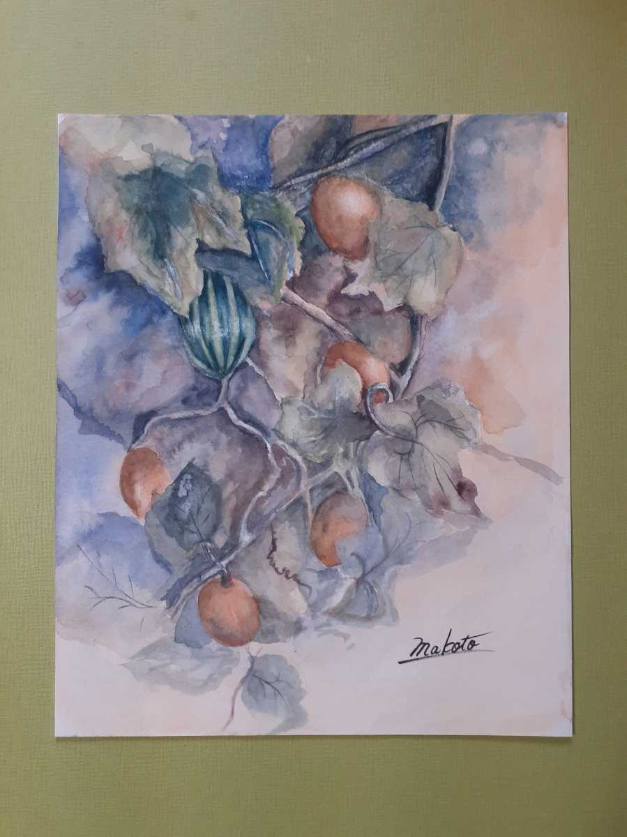 Aquarellmalerei einer Melone, Malerei, Aquarell, Natur, Landschaftsmalerei