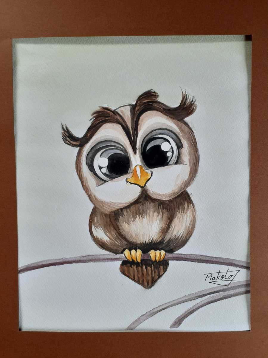 Watercolor Owl, Painting, watercolor, Animal paintings