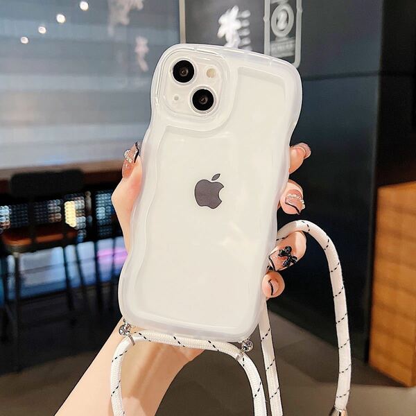 iPhone 15proケース　ショルダー型　白