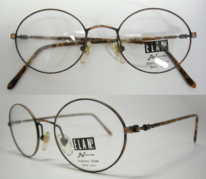 ELAN 90s デッドストック ヴィンテージ メガネ フレーム オーバル ラウンド 丸メガネ べっ甲 丸形 セル巻 セル巻き