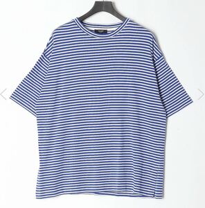 試着のみbeamsビームス半袖Tシャツ COTTON BORDERボーダーカットソー 青×白ブルー×ホワイトビッグシルエットゆったり綿100洗濯済み難あり