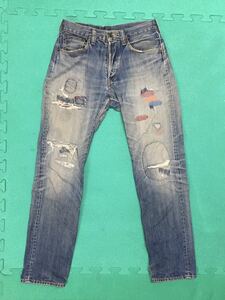  bruna bo in Denim pants size 0 w31 about USED men's BRU NA BOINNE button fly repair damage jeans American Casual old clothes 