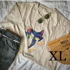 "Teranga” CATプリントTEE XLサイズ 猫Tシャツ ユニセックス