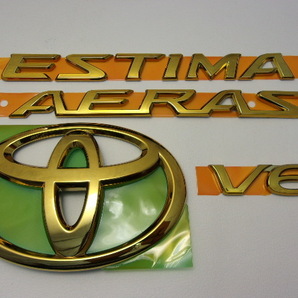 7トレジャー 【 トヨタ 50系 エスティマ アエラス TOYOTA 50系 ESTIMA AERAS 】 プレミアム ゴールド エンブレム リア 4点セット