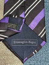 ほぼ未使用 ″Ermenegildo Zegna″ エルメネジルドゼニア ストライプ ブランドネクタイ 209558_画像3