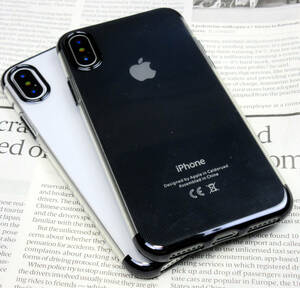 [ free shipping ]iPhoneXs / iPhoneX TPU clear case thin type slim plating frame ( black ) * safe domestic sending *