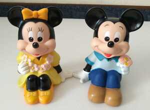 三菱銀行 貯金箱 昭和レトロ 当時物 レア　ディズニー　Disney　ミッキーマウス ミニーマウス ソフビ ミッキー&ミニー