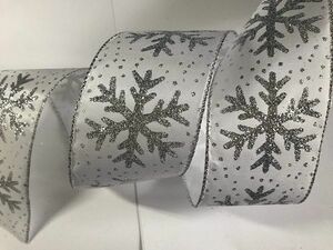 * X'mas wire ribbon ( snow. crystal )*USA direct import, new goods!