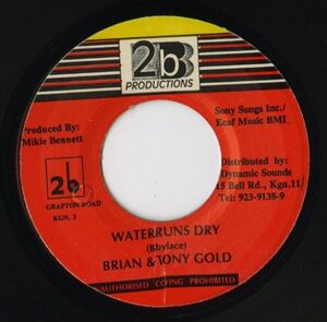 【レゲエ 7インチ】Brian & Tony Gold - Water Runs Dry / Water Runs Dry (Semi Straight) [2b Productions]