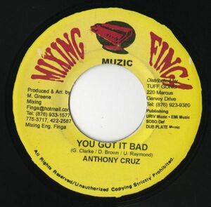 【レゲエ 7インチ】Anthony Cruz You Got It Bad / Vibes Mix [Mixing Finga Muzic]