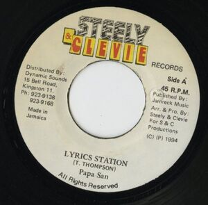 【レゲエ 7インチ】Papa San Lyrics Station / Version [Steely & Clevie Records]