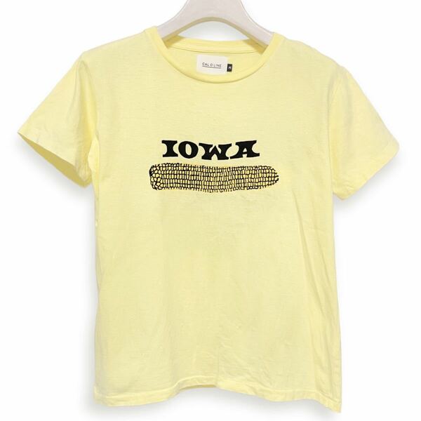 CAL O LINE キャルオーライン ★ IOWA プリント Tシャツ 半袖トップス カットソー トウモロコシ M 黄色イエロー系 レディース キッズもOK