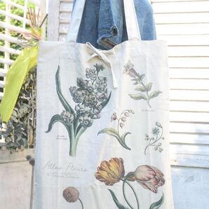 グランシュマン アトラスフルール マルシェバッグ A 大きいサイズ 枕カバー 麻 リネン インテリア 花の図鑑 新品