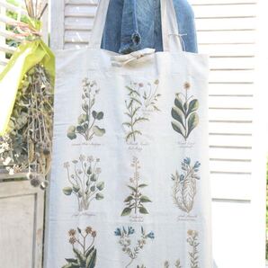 グランシュマン アトラスフルール マルシェバッグ D 枕カバー トートバッグ 麻 収納 インテリア 花の図鑑 新品