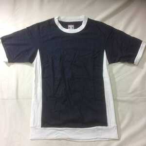 男女兼用 moni tee 半袖 モニティ モニタリー リンガー サイドパネル Tシャツ navy white ネイビー ホワイト S ringer tee ゆったり目