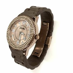  used Folli Follie Folli Follie wristwatch lady's clock stainless steel Brown WF5T003SDB quartz 144713