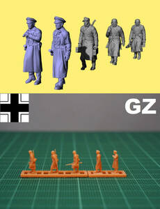 1/144 未組立 WWII German Marshals & long coat soldiers Resin Kit (S2179)