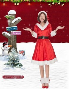 クリスマス サンタ Christmas 衣装 コスプレ サンタクロース コスチューム 4set レッド Mの商品画像