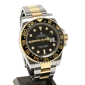 美品 ロレックス GMTマスター2 116713LN ランダム SS/YG 自動巻 ブラック 磨き済 ROLEX メンズ腕時計の画像2