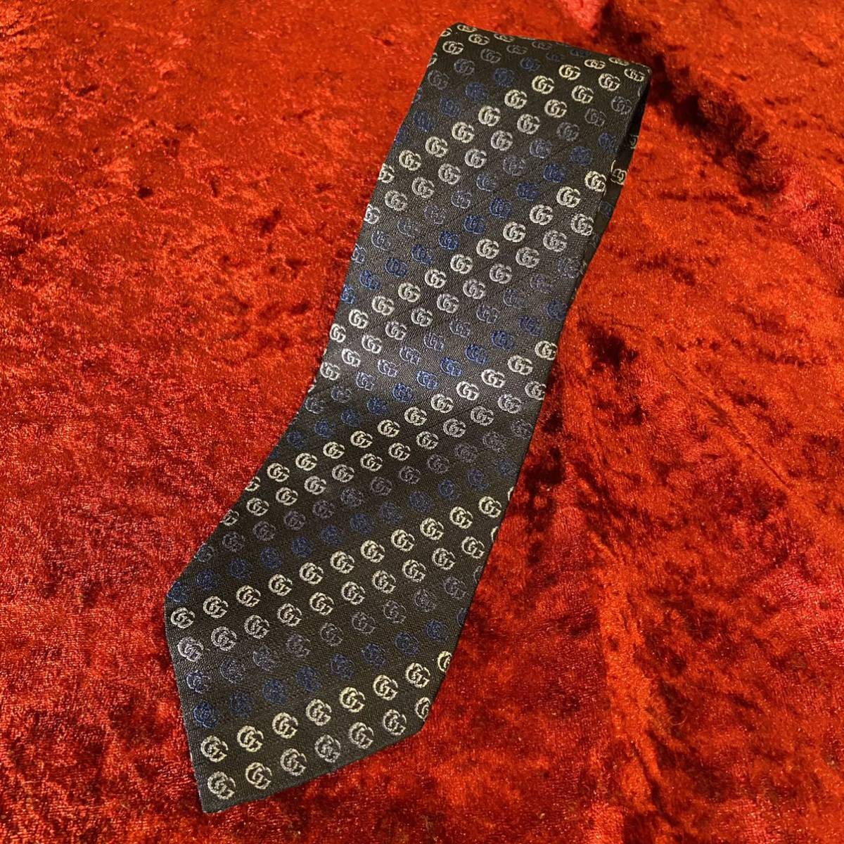 珍しい 【希少】GUCCI ネクタイ ダークグリーン ペイズリー柄 GGロゴ