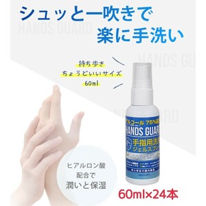 手指用洗浄ジェルスプレー60ml 24本セット 携帯用 日本製 ヒアルロン酸配合
