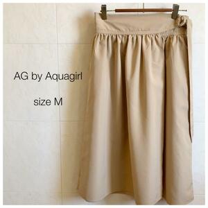 AG by aquagirl ベージュラップ風スカート　フレア　ワールド　1073