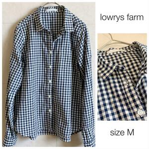 lowrys farm ネイビーギンガムチェック長袖シャツ　 912