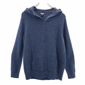 パタゴニア 50565 ネップ地 ハーフボタン ニット パーカー M ネイビー系 patagonia ラグラン レディース 220916