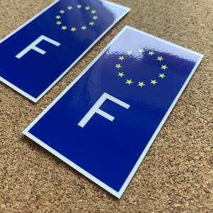 u# France F sticker 8x4.5cm size [2 pieces set ]# water-proof seal Europe Europe ream . flag vehicle ID national flag Europe car suitcase .* EU