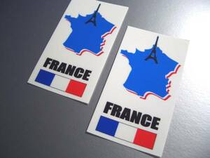 M1# France MAP design sticker 2 pieces set S size # national flag _ Paris stylish car suitcase . France national flag water-proof seal EU