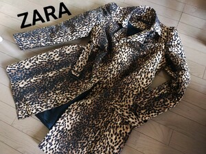 【値下げ】ZARA WOMAN ザラ ジャケット スプリングコート トレンチ レオパード柄 パフ袖 春コート