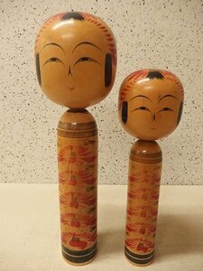 0920034s【佐藤正廣 遠刈田系 伝統こけし 2体】置物/工芸品/H40cm,48cm/中古品